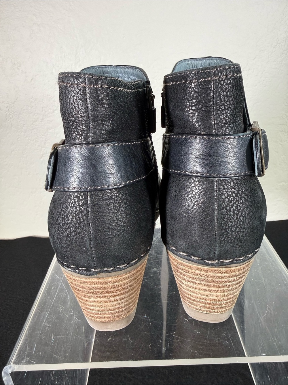 Dansko Shirley Wedge Black Leather Ankle Boots Booties Size 38 LIKE NEW EUC - Picture 7 of 14